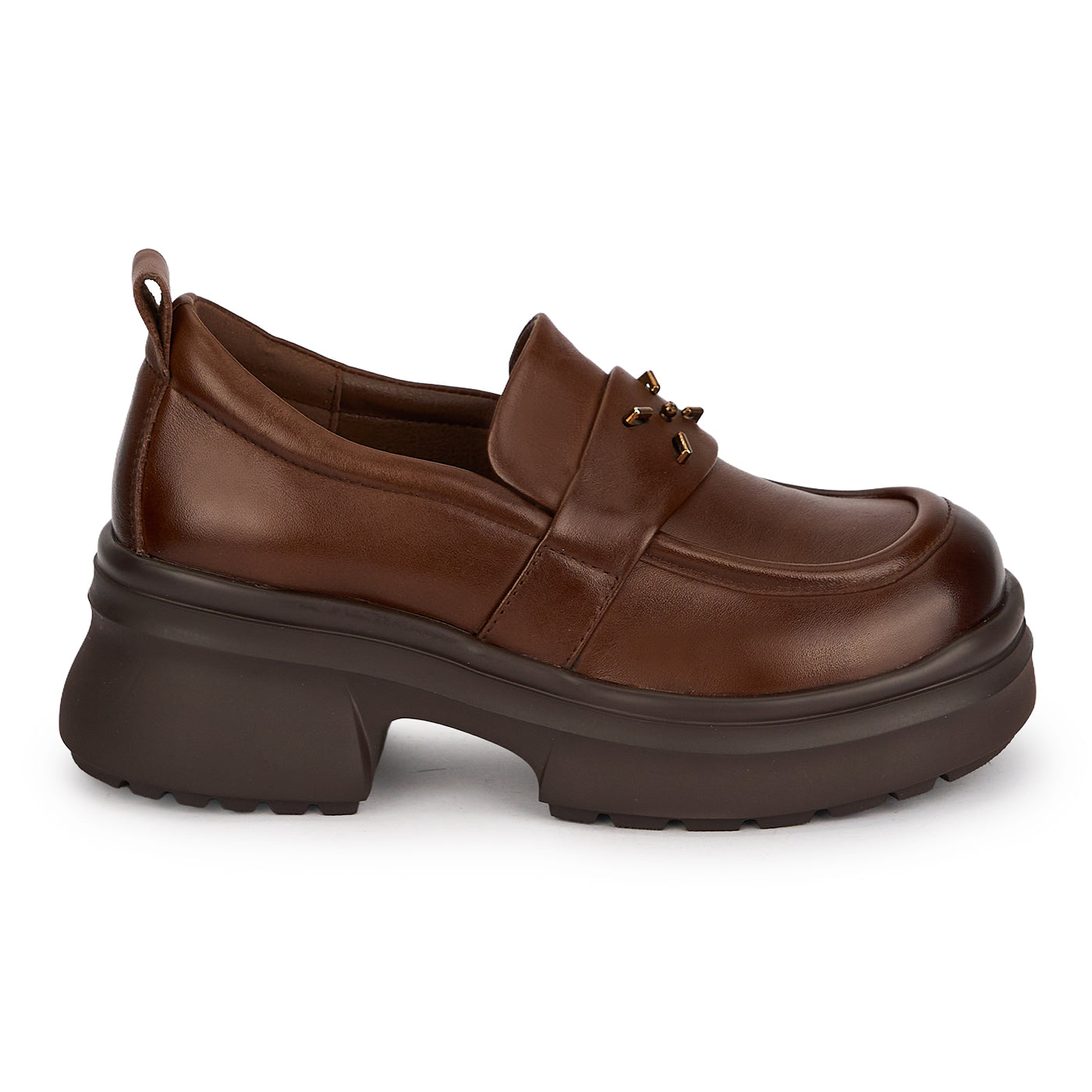 マロン15500 Pantofi dama din piele naturala maro cu talpa inalta 5.5 cm 19505